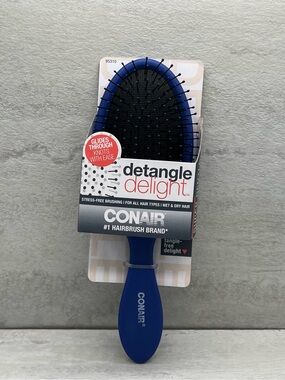 🎉 $5 Conair Detangle Delight Blue Hair Brush - Tangle-Free Brushing
